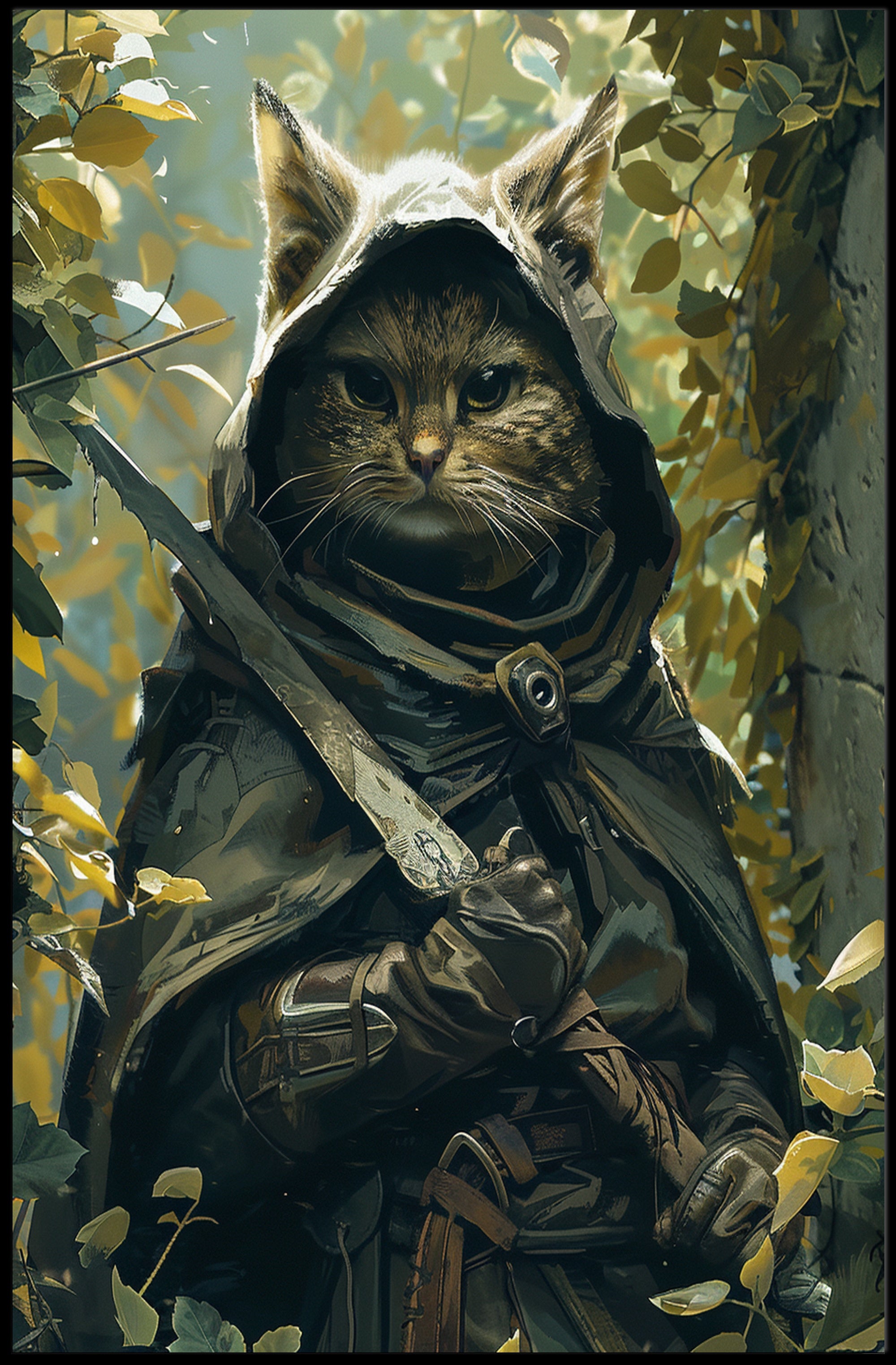 The Enigmatic Feline Adventurer Poster PosterGoat