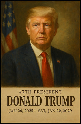 Donald Trump Silent Sentinel Patriotism Cinematic Realism Iconic American Portrait Leadership Legacy Bold Vision Poster