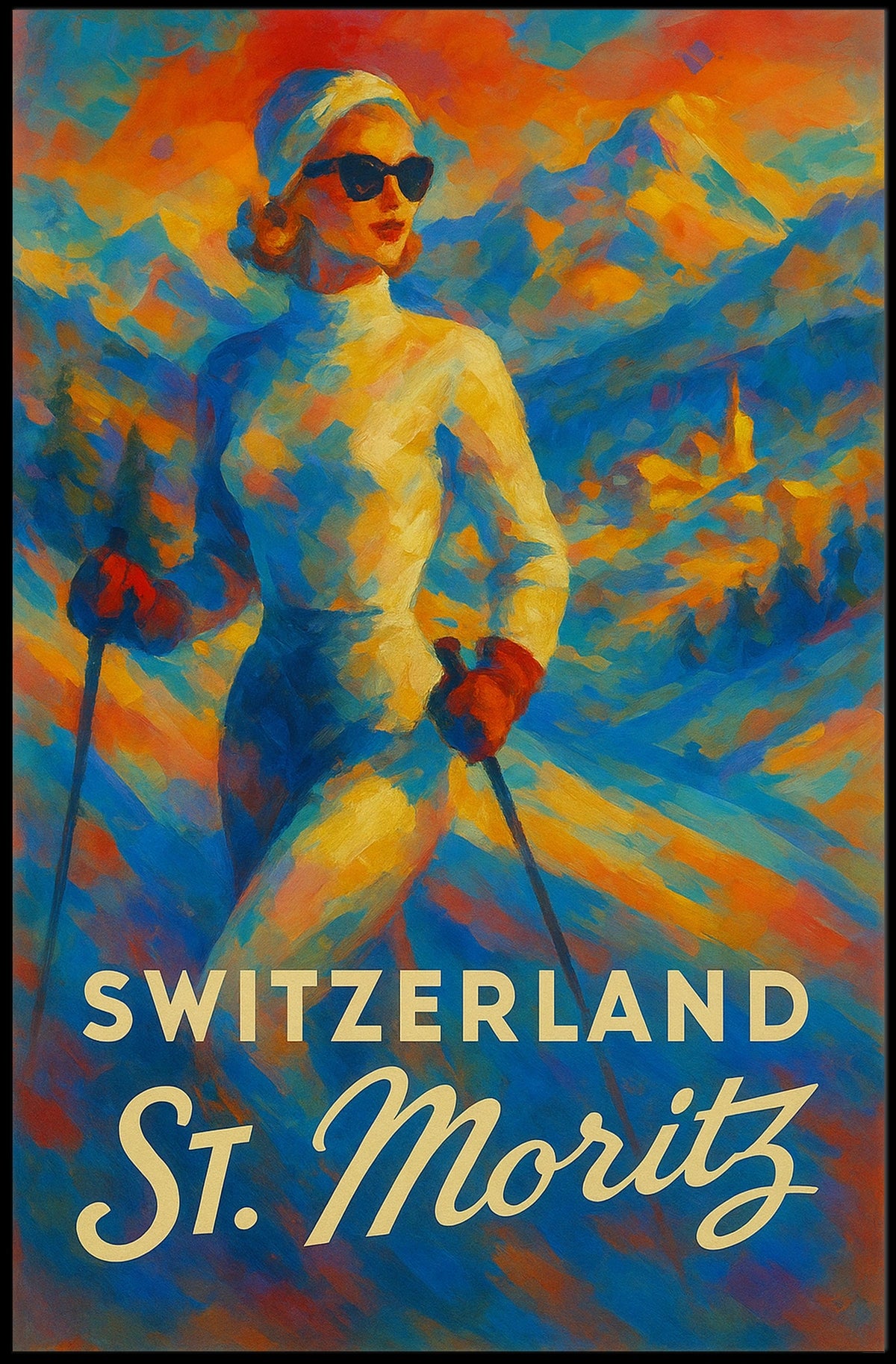 St. Moritz Skiing Adventure Poster
