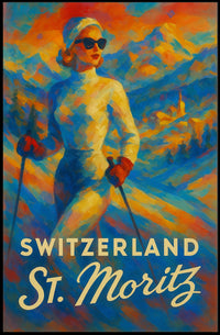 St. Moritz Skiing Adventure Poster