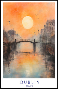 Sunset Over Dublin Bridge Poster PosterGoat