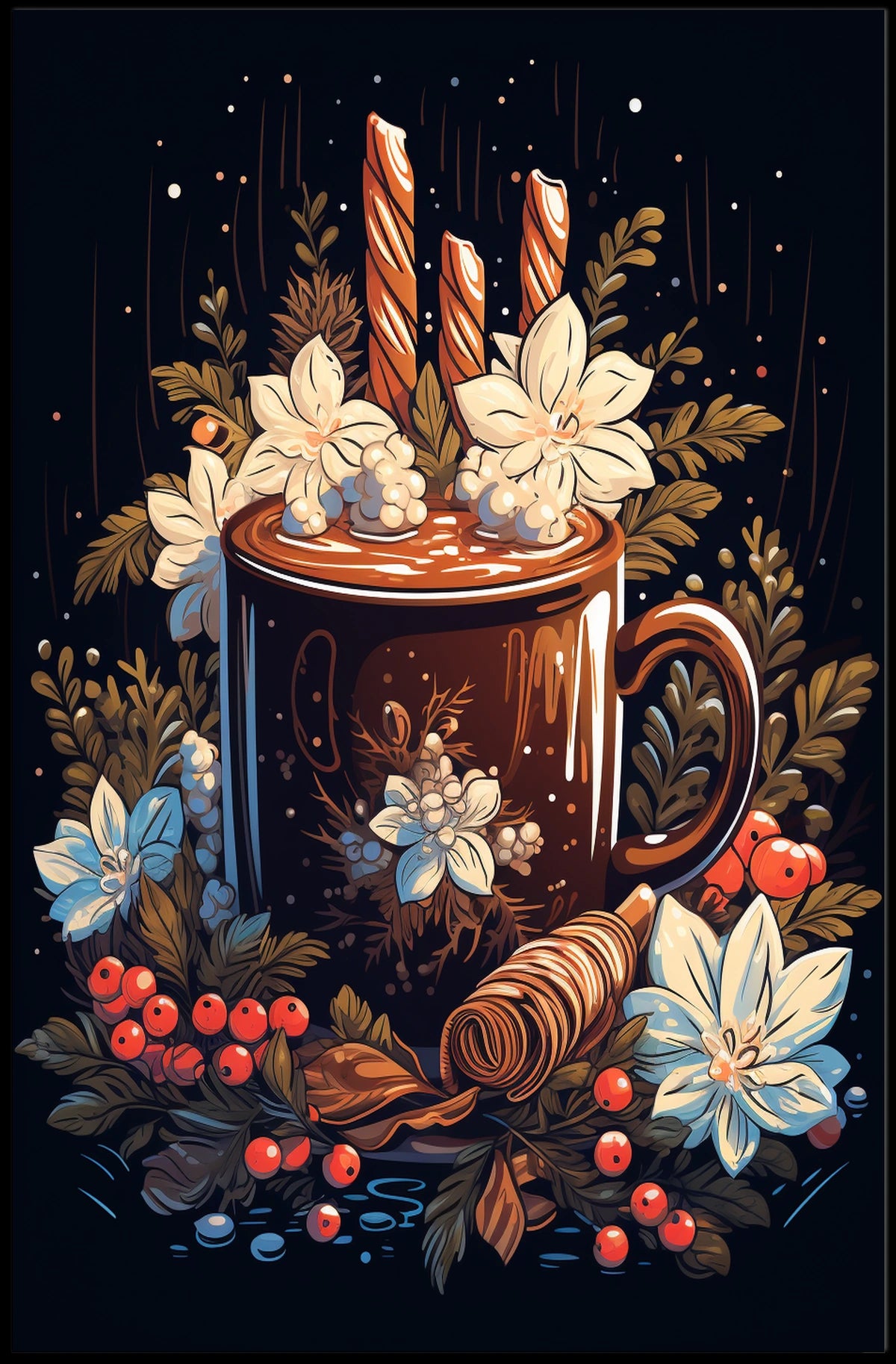 Cozy Holiday Beverage Art Print - Abstract or Artistic Poster