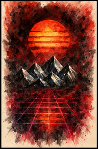 Vivid Retro-Futuristic Surreal Landscape Futuristic Sci-Fi Poster