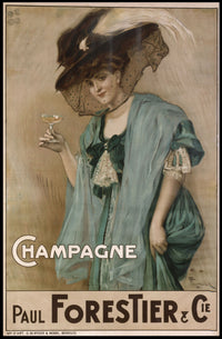 Champagne Elegance Vintage Poster Print