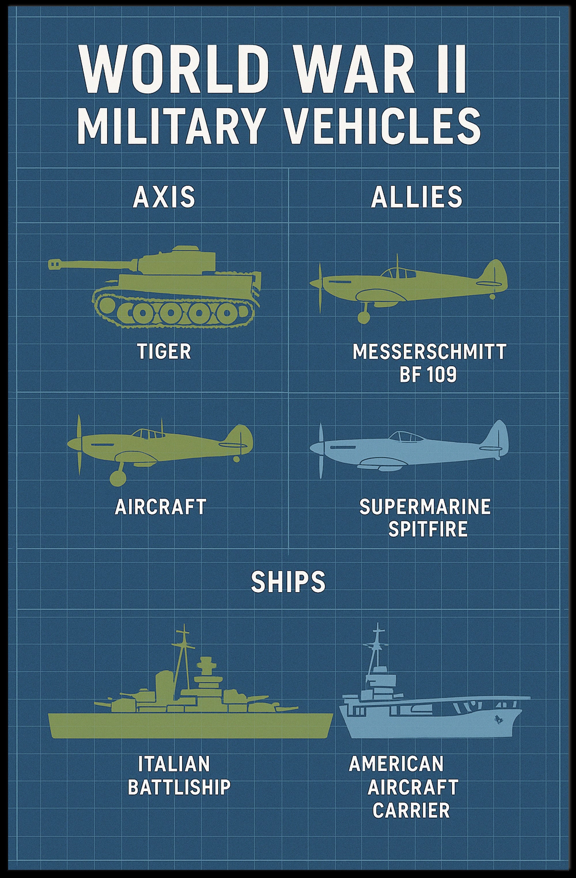 World War II Military Vehicles Poster PosterGoat
