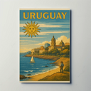 Uruguay Coastal Scene Vintage Travel Poster