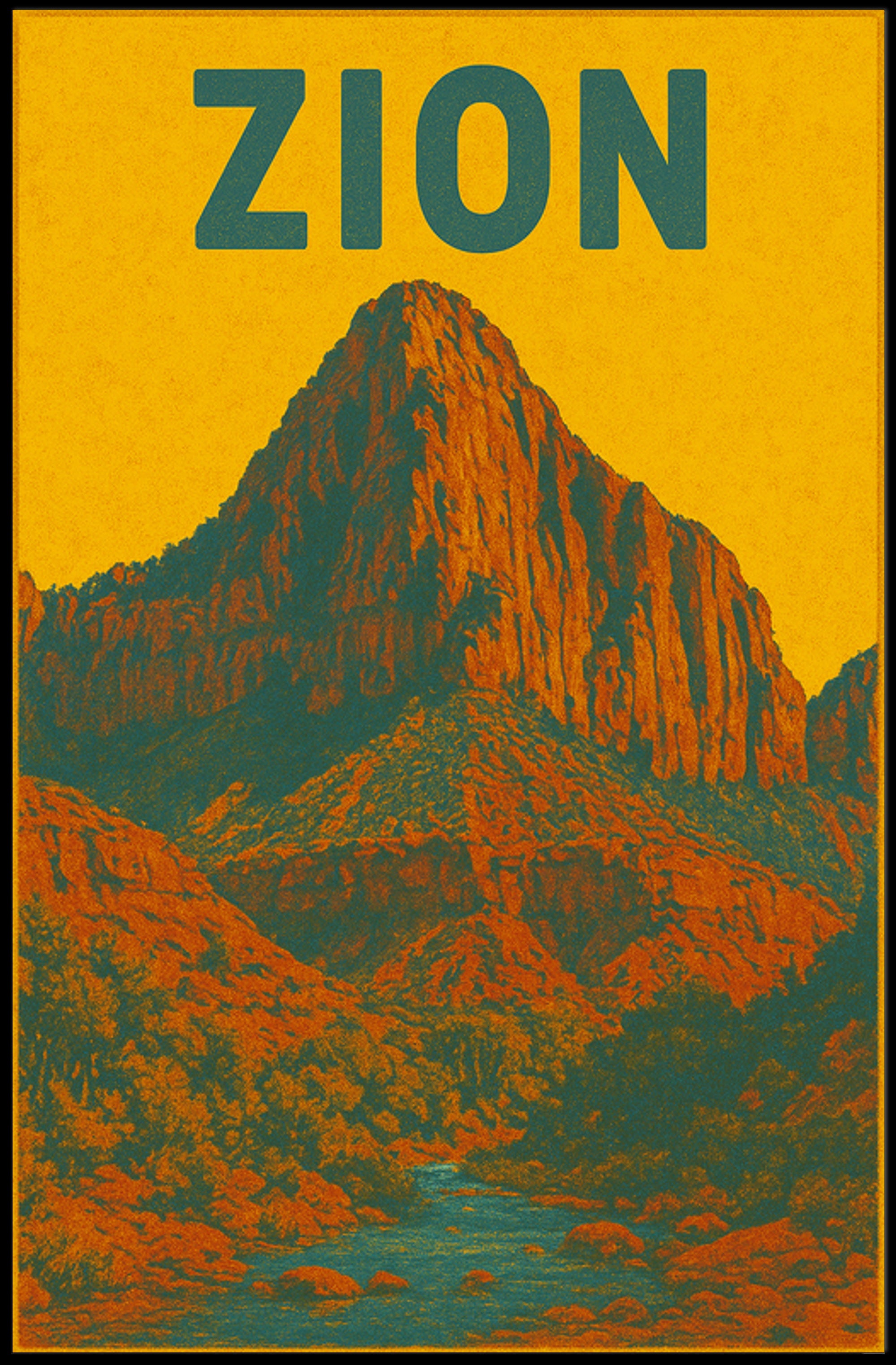 Zion National Park Vintage Travel Poster Print
