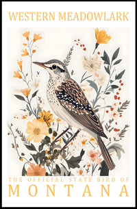 Western Meadowlark Montana State Bird Art Poster