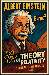 Albert Einstein Theory Relativity Vintage Portrait Educational Wall Art Iconic Timeless Poster