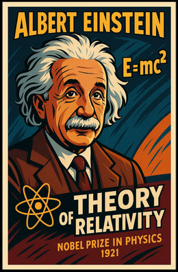 Albert Einstein Theory Relativity Vintage Portrait Educational Wall Art Iconic Timeless Poster