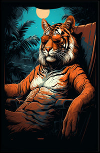 Tiger Majesty Illuminated: Exotic Animal Art Print Poster