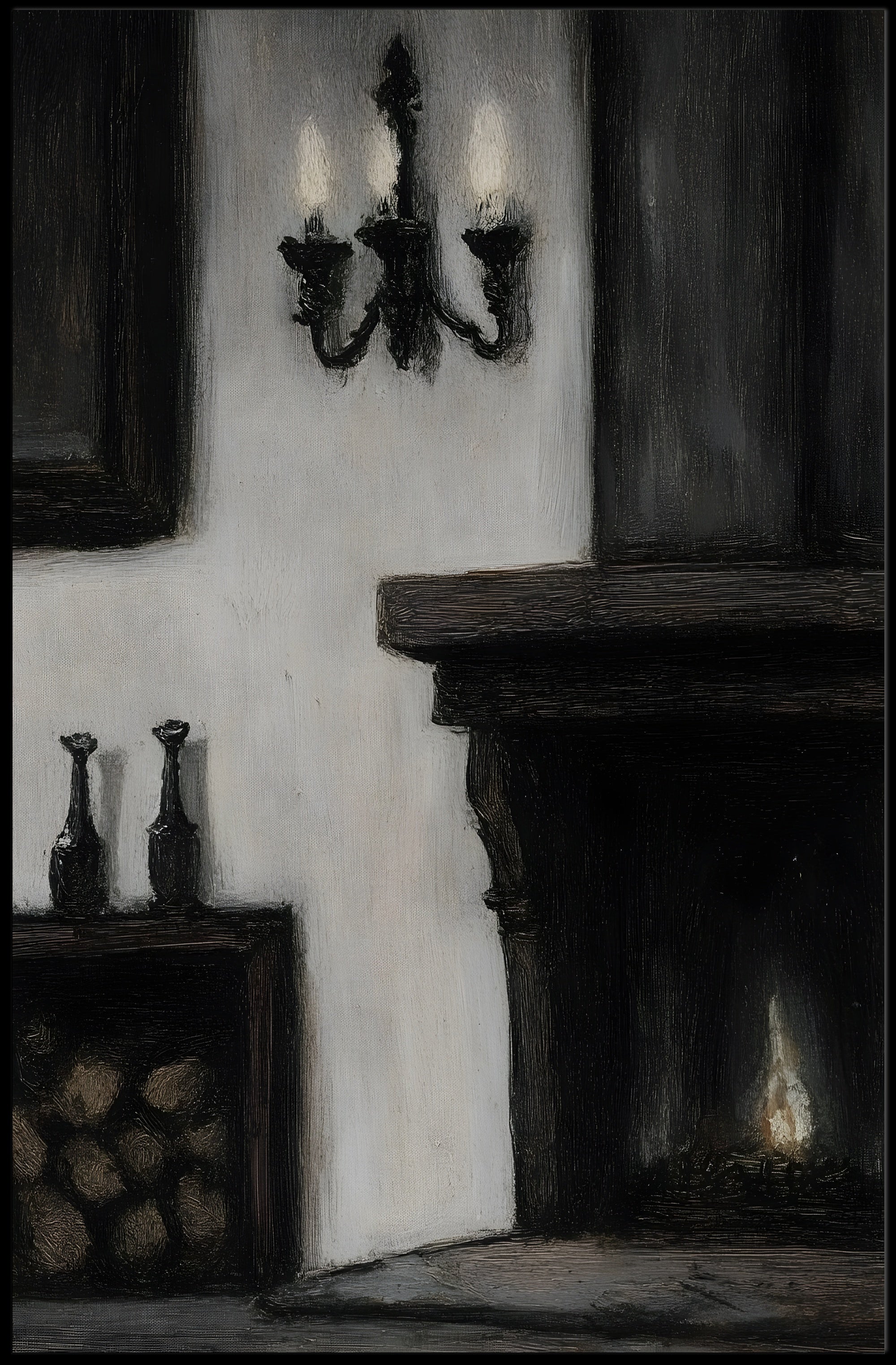 Warm Vintage Fireplace Scene for Cultural or Heritage Poster PosterGoat