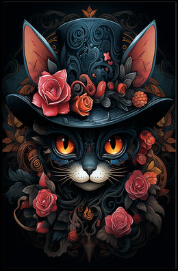 Whimsical Cat with Top Hat Fantasy or Mythology Poster