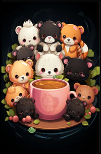 Adorable Bears Cozy Mug Whimsical Poster Art