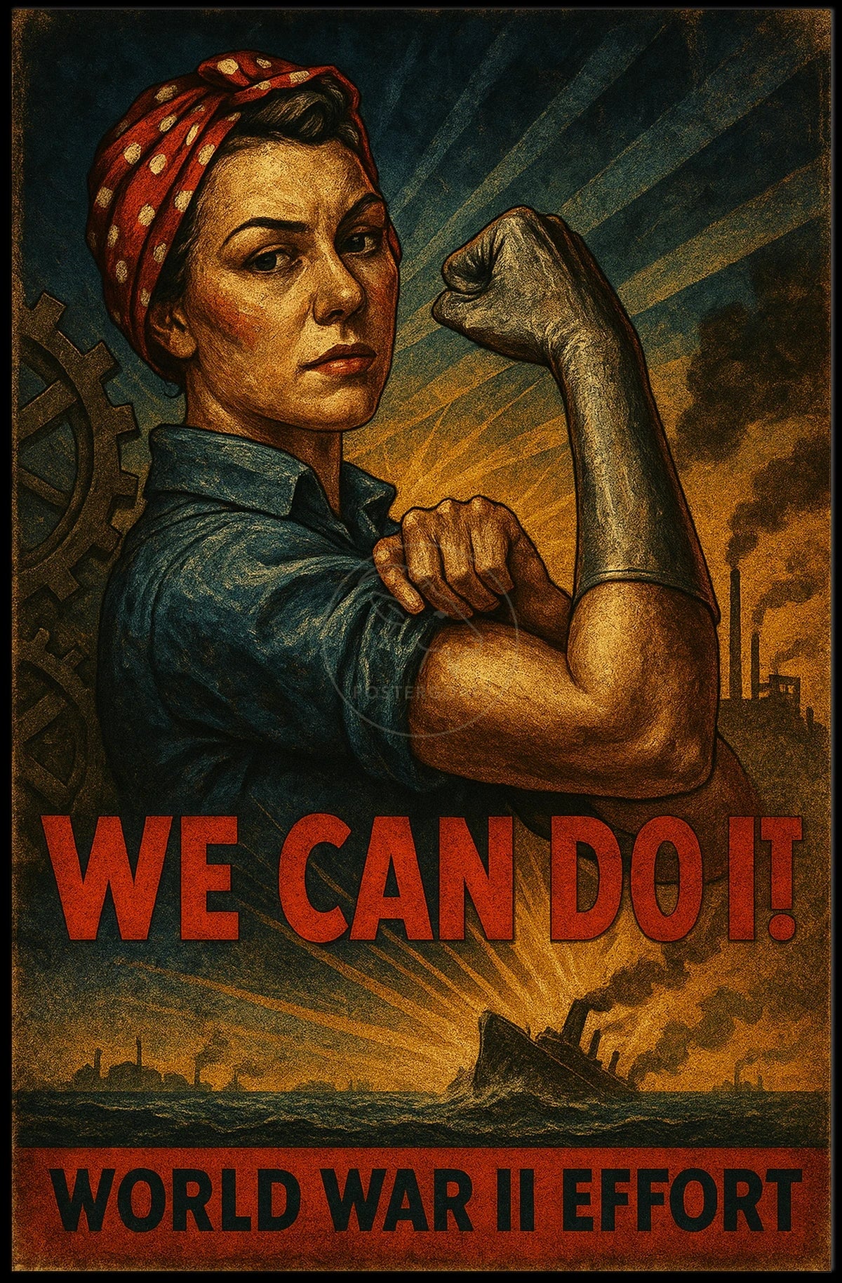 Empowering WWII Woman Illustration for Propaganda Poster