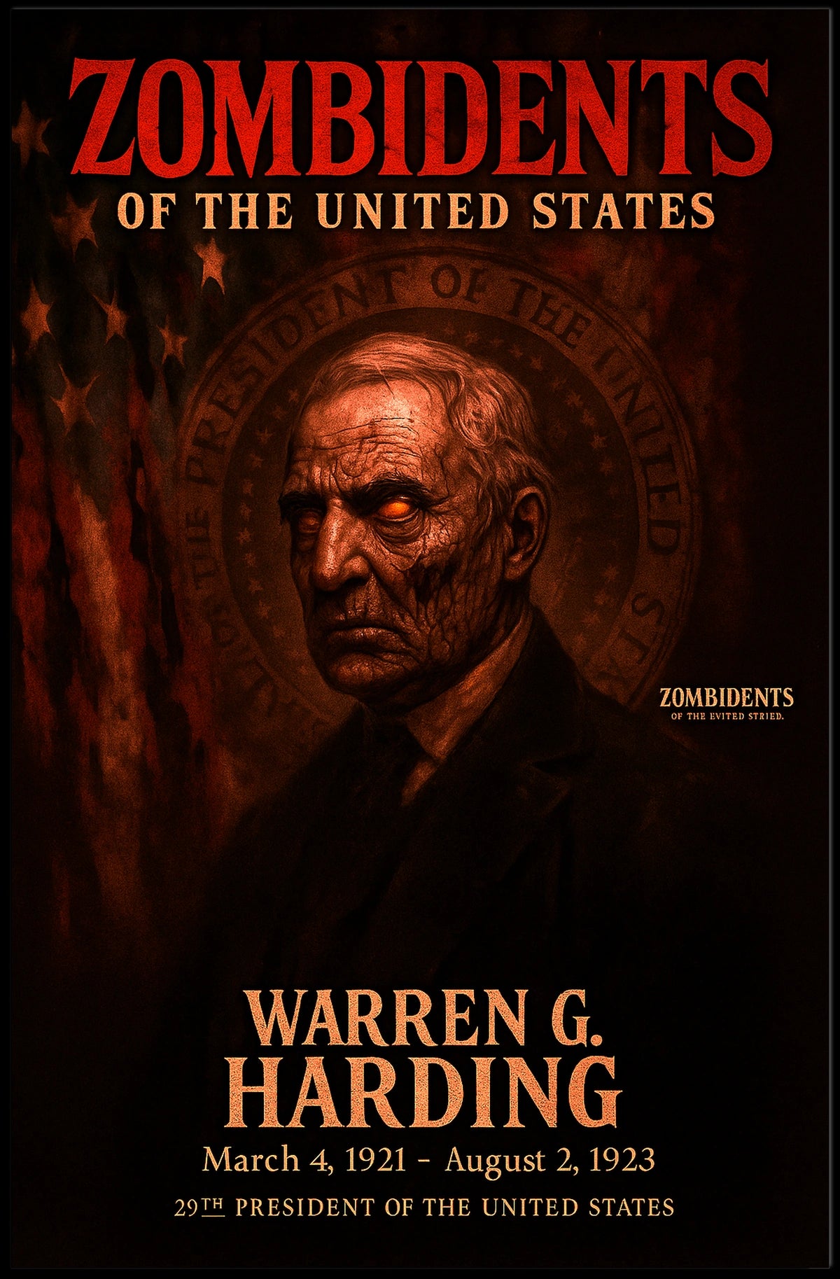 Warren G. Harding 29th President of the United States Zombidents Poster Series