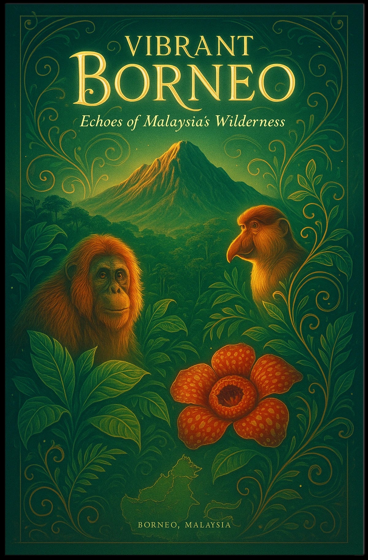 Vibrant Borneo Echoes of Malaysias Wilderness Poster