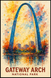 Gateway Arch Vibrant Watercolor Poster Art Print