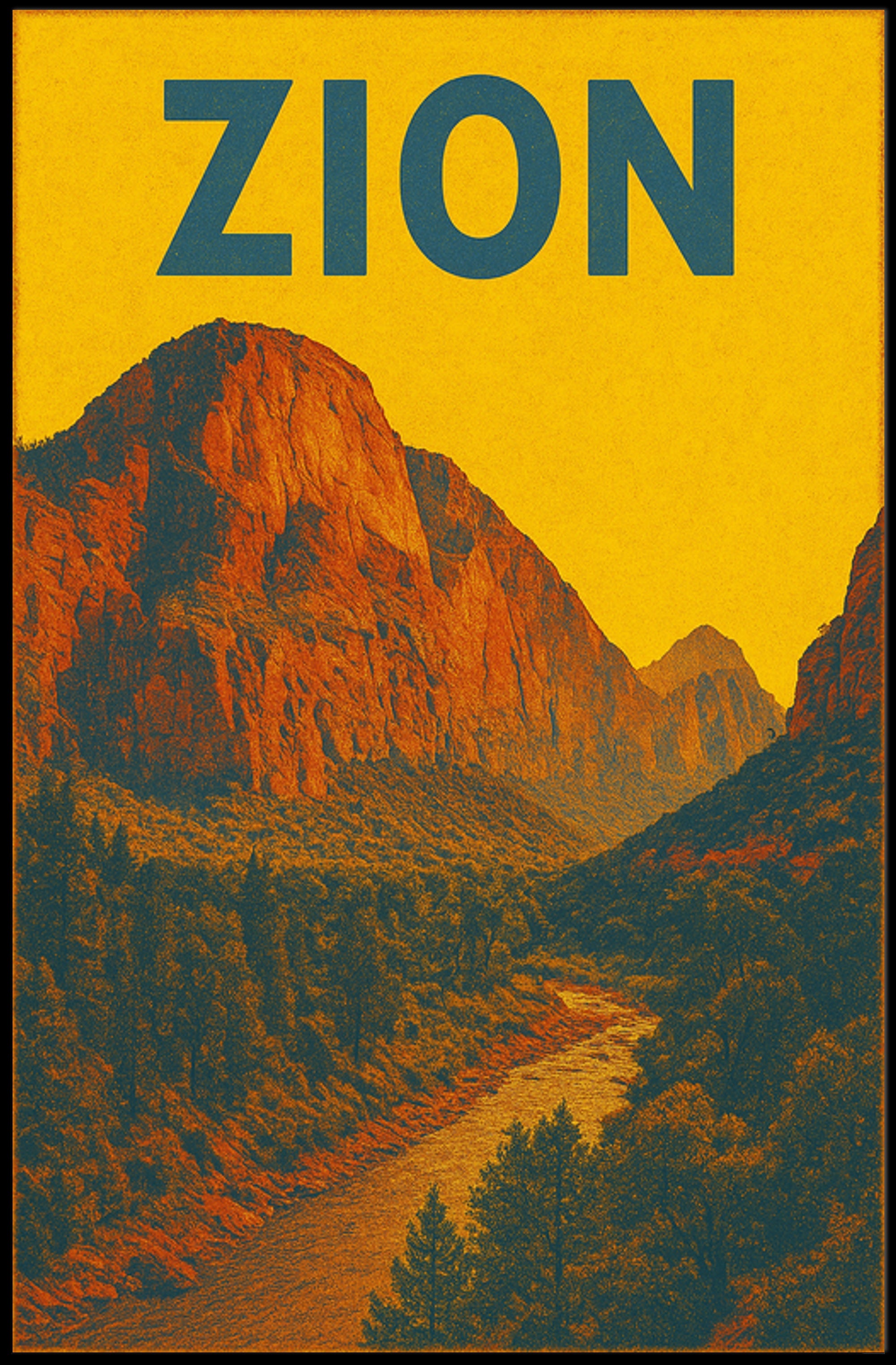 Zion National Park Vintage Travel Poster Print