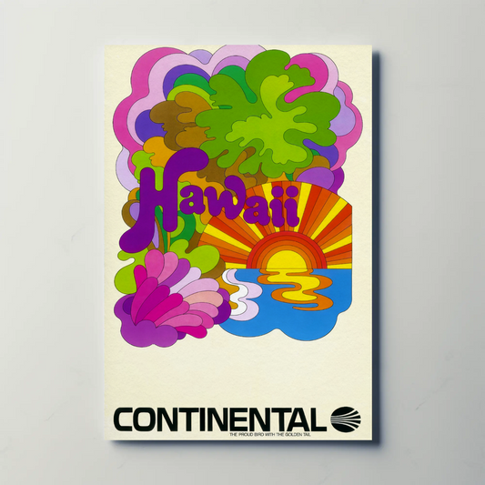 Continental Airlines Hawaii Travel Poster (1960)