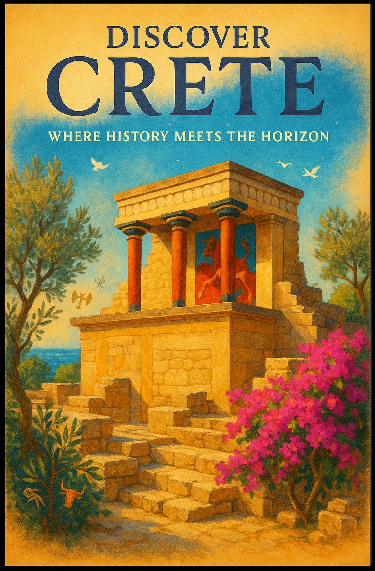 Crete Knossos Palace Travel Poster