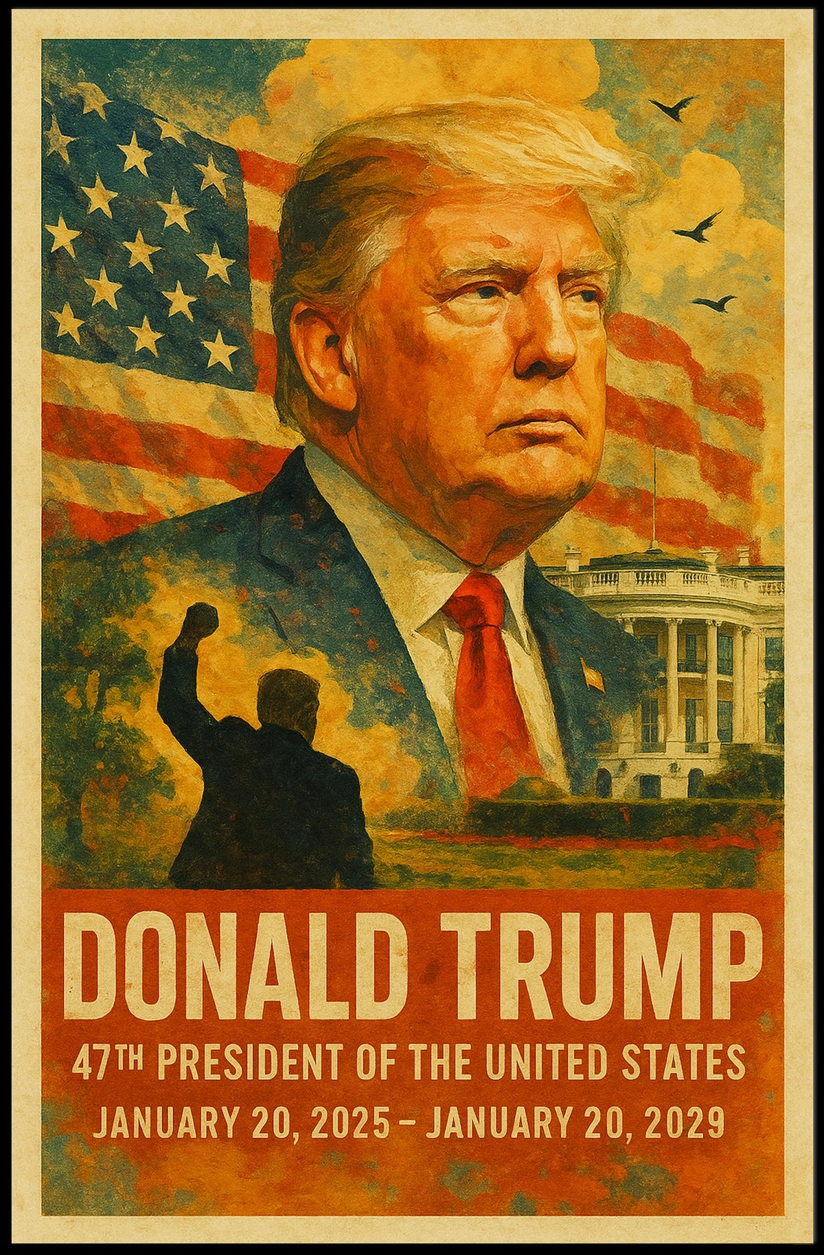 Donald Trump 47th President of the United States Layered Digital Collage Poster
