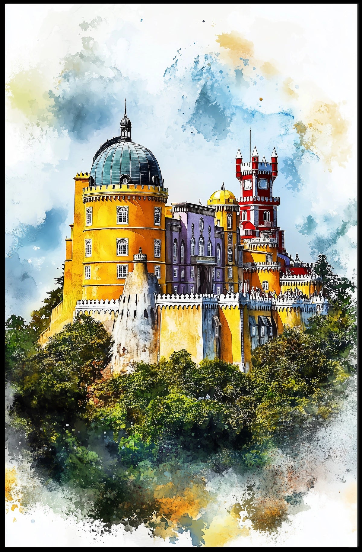 Portugal Sintra Pena Palace Bright Colorful View Poster