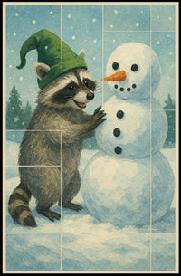 Winter Wonderland With Raccoon Poster