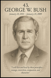 George W Bush 43rd President Sketch Poster Art Print Decor PosterGoat