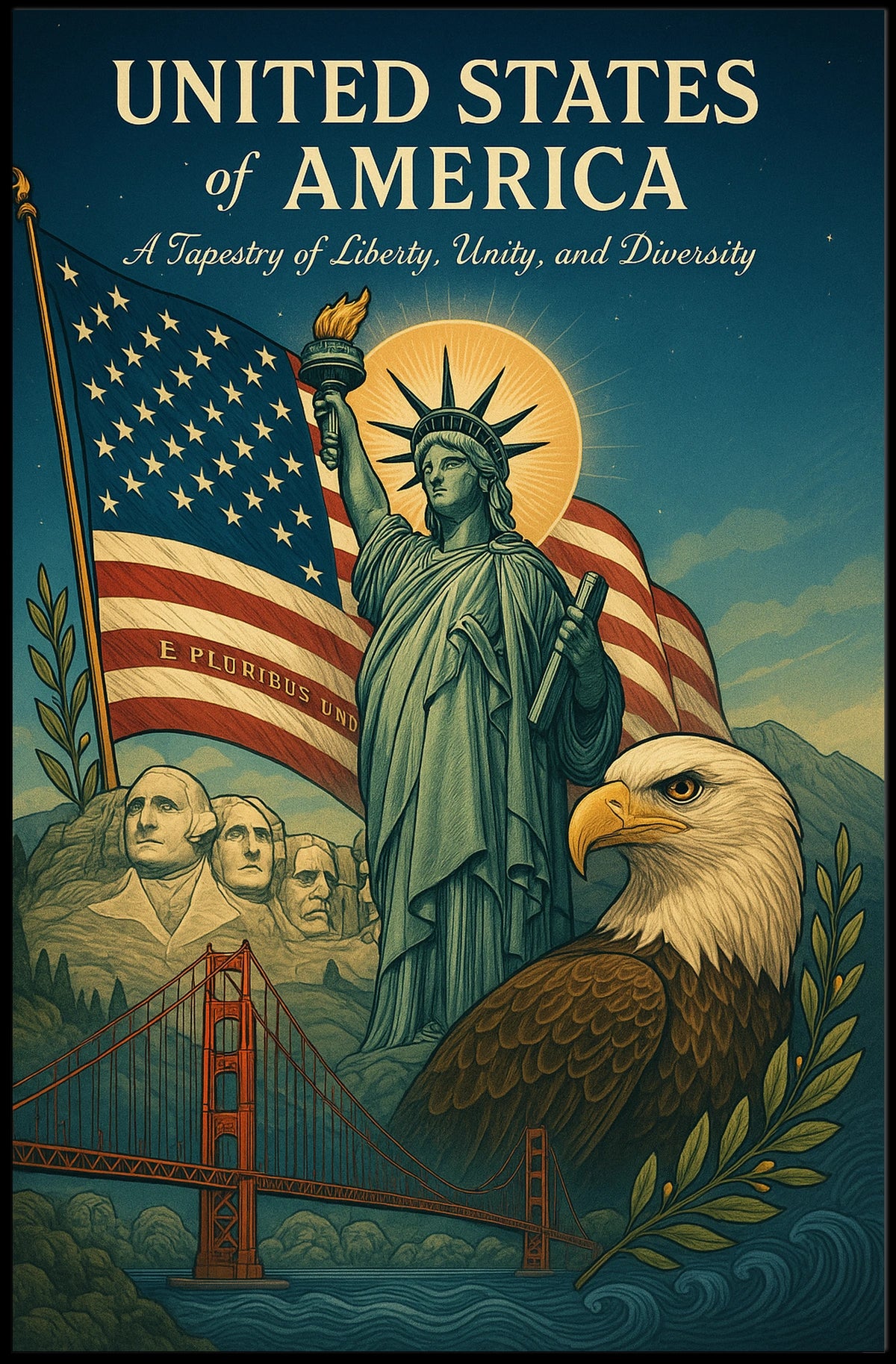 A Tapestry of Liberty, Unity, and Diversity Poster