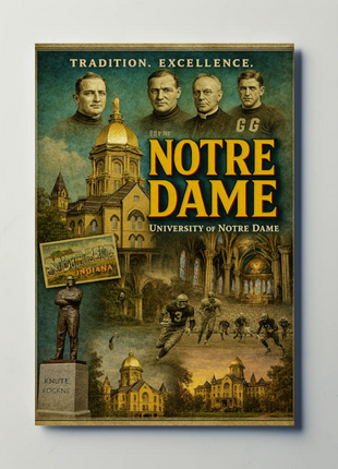 Notre Dame University Historic Campus Football Tradition Travel Poster