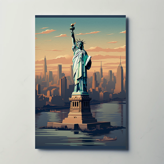 New York Liberty Vintage Travel Poster