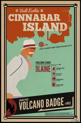 Cinnabar Island Retro Poster: Pokémon Adventure Travel Poster PosterGoat