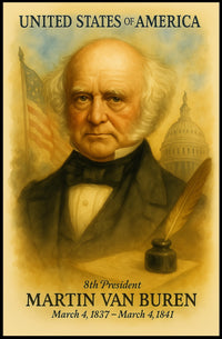 Martin Van Buren 8th President of the United States Vintage Watercolor Poster