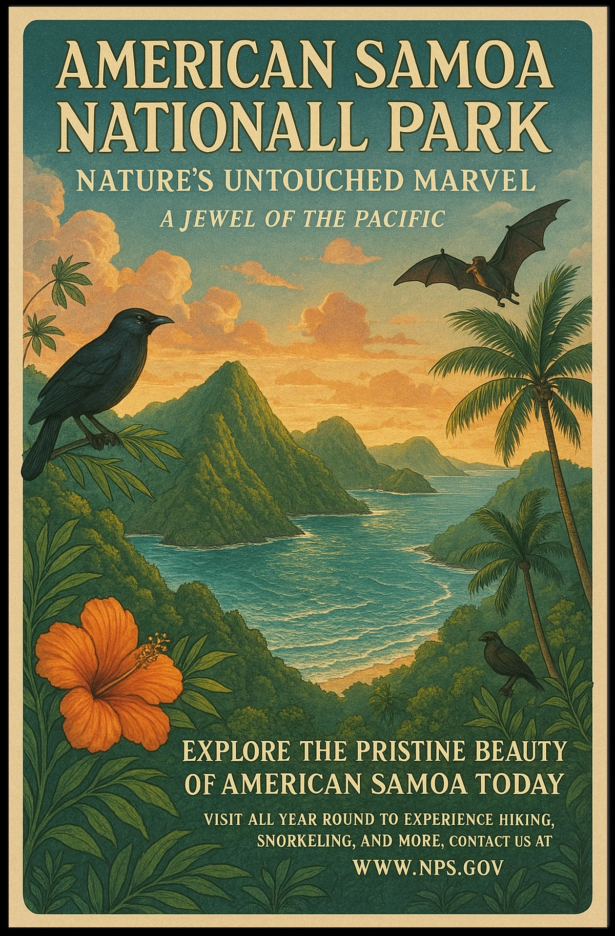 National Park of American Samoa Vibrant Landscape Poster