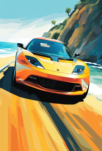 Speed and Freedom on Coastal Road Sports Poster