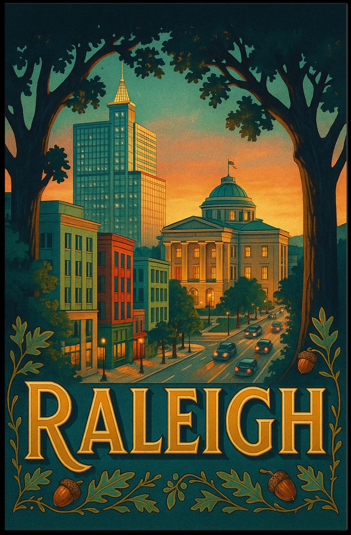 Raleigh Cityscape Poster