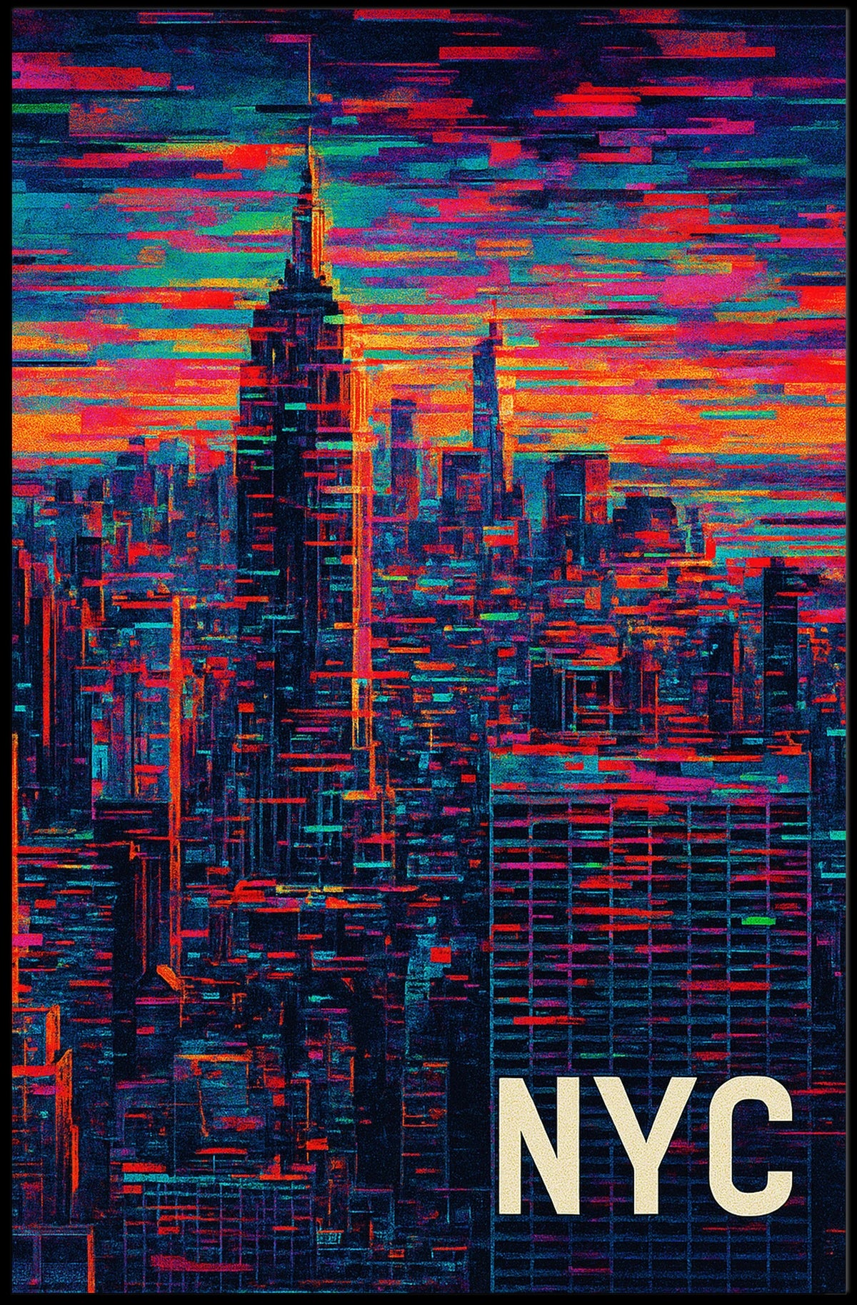 New York City Skyline Artwork Poster Modern Wall Art