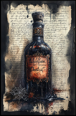Vintage Dark Glass Bottle Artwork Poster