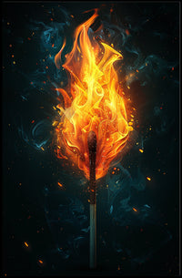 Fiery Matchstick Surrealism: Modern Art Poster