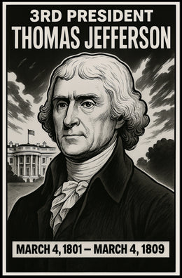 Thomas Jefferson Presidential Vintage Scenic Founding Era Heritage Wall Art Decor Poster