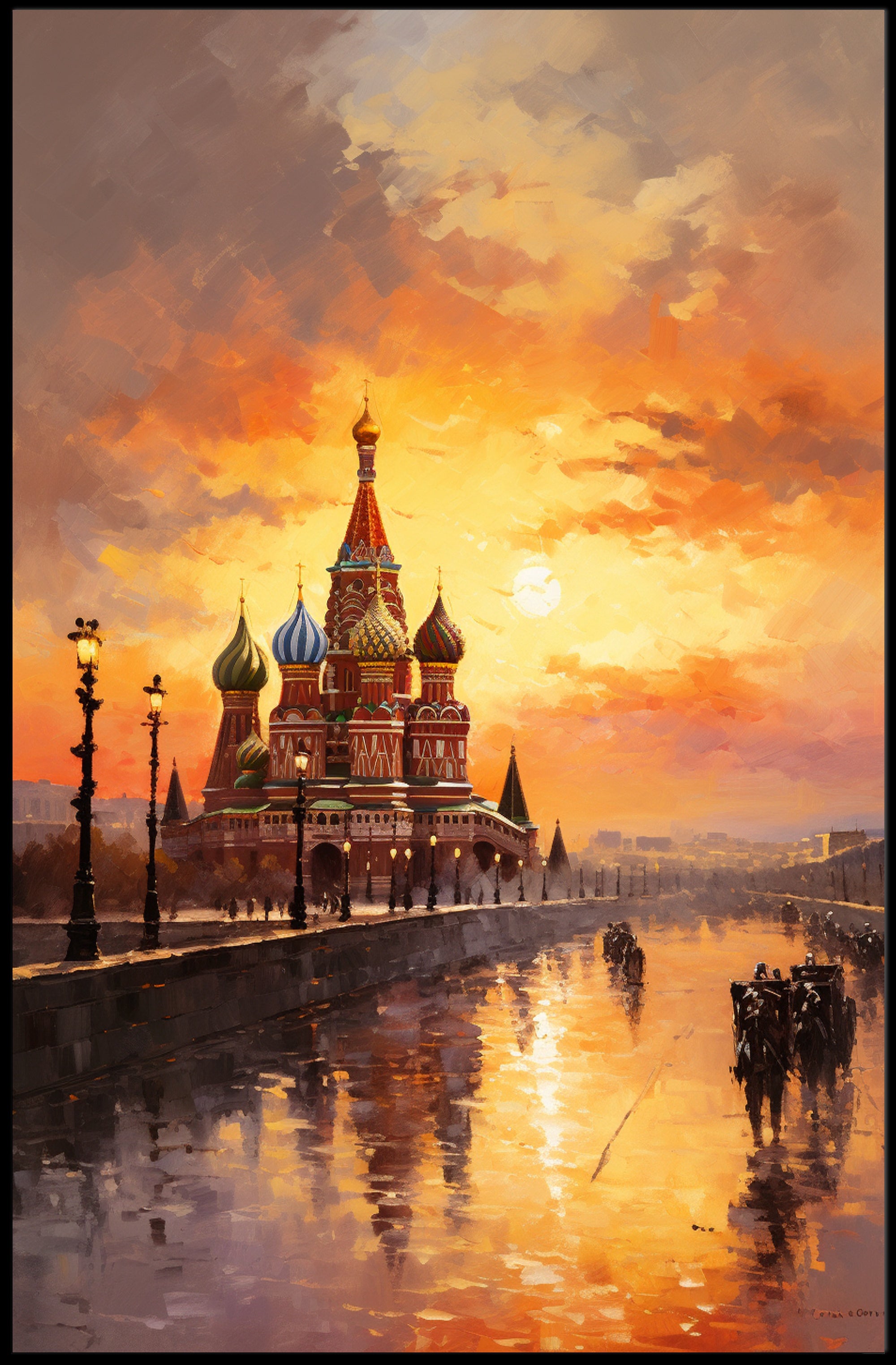 Sunset Over St. BasilS Cathedral Poster