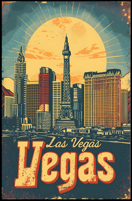 Las Vegas Skyline Poster: Vibrant Travel Art Décor Travel Poster