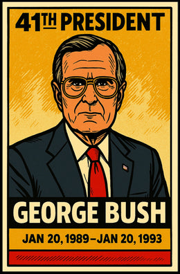 George H. W. Bush 41st President of the United States Inked Comic Style Poster