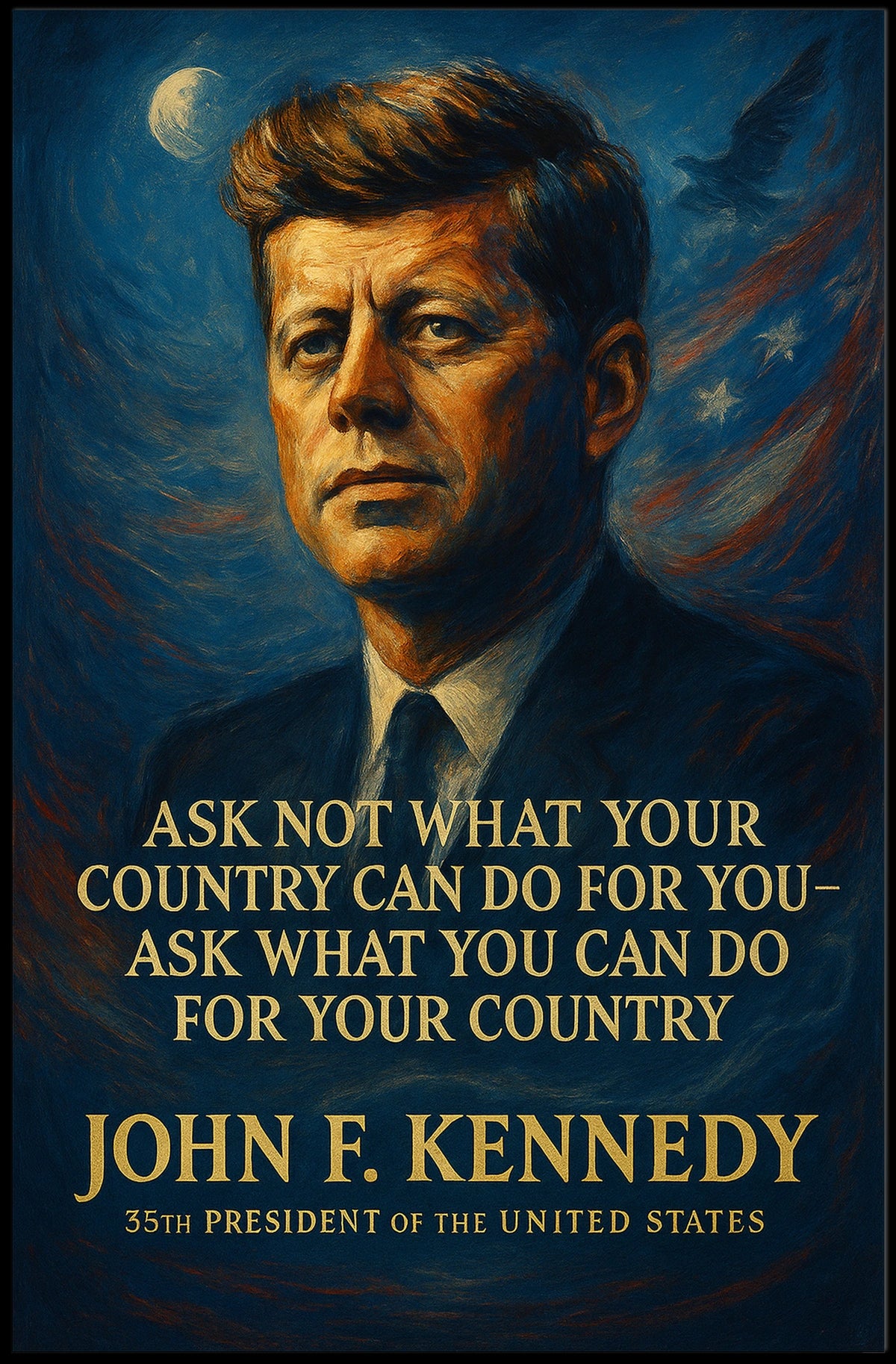 John F. Kennedy Inspirational Patriotic Poster Art