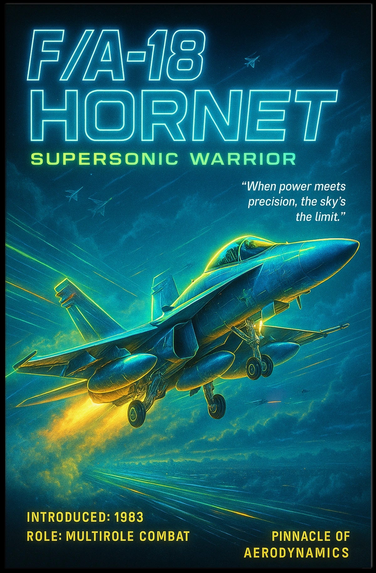 FA-18 Hornet Supersonic Warrior Poster