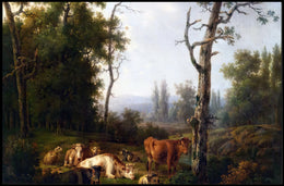 Serene 19th-Century Countryside Scene Animal Poster