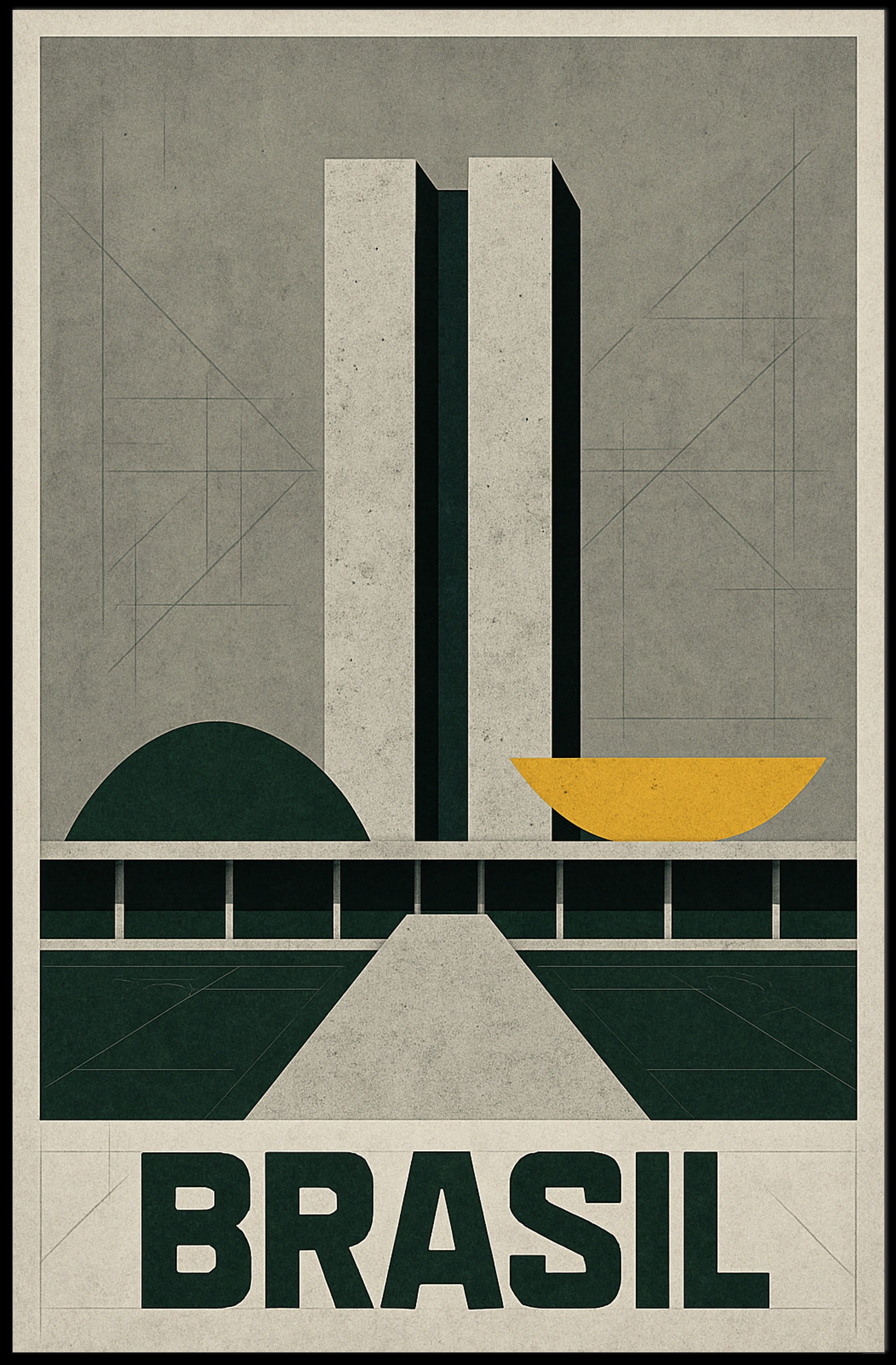 Brasil Modernist Architecture Wall Art Print PosterGoat