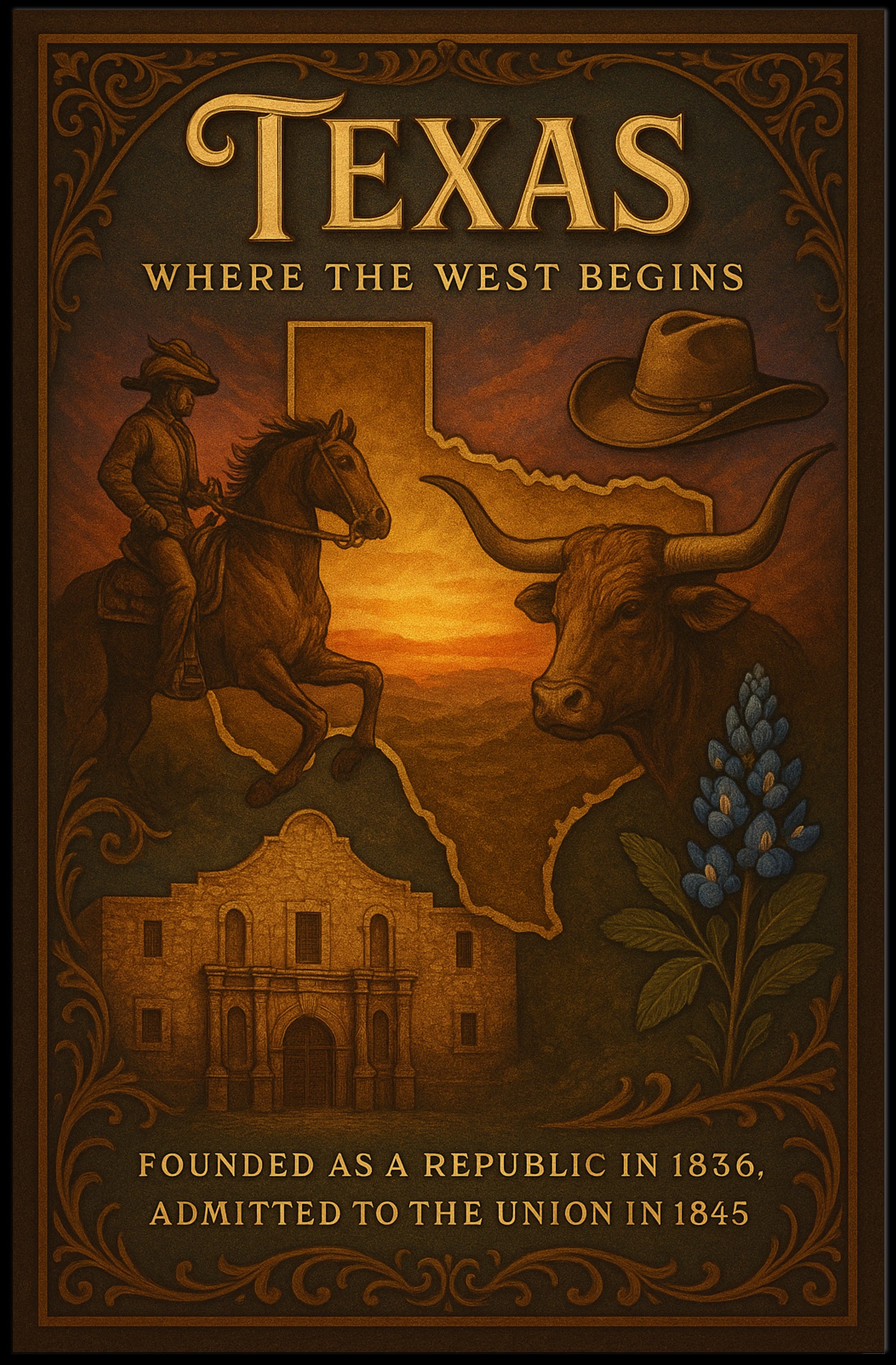 Texas Heritage Vintage Art: Cultural or Heritage Poster