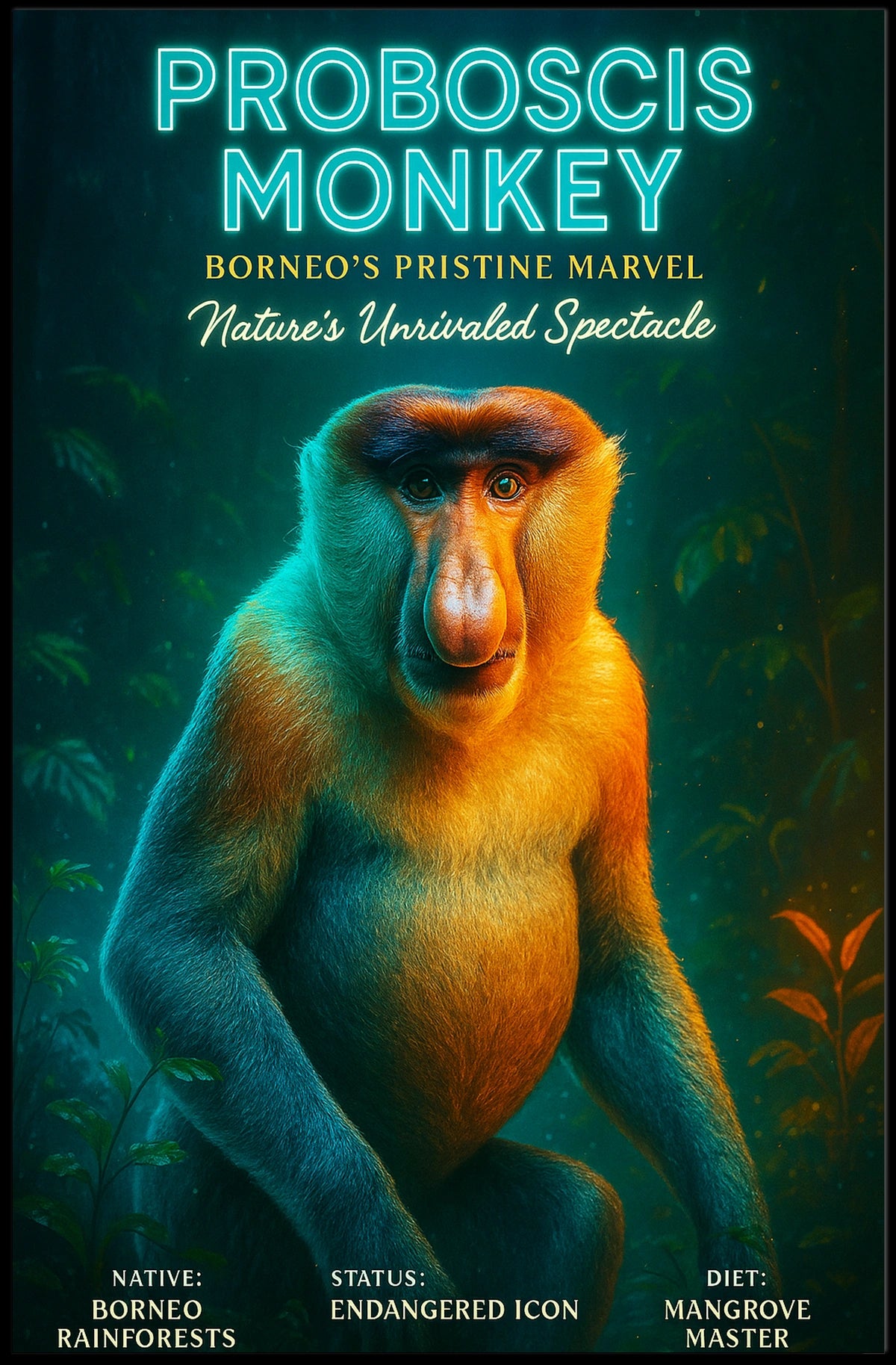 Proboscis Monkey Borneos Pristine Marvel Poster